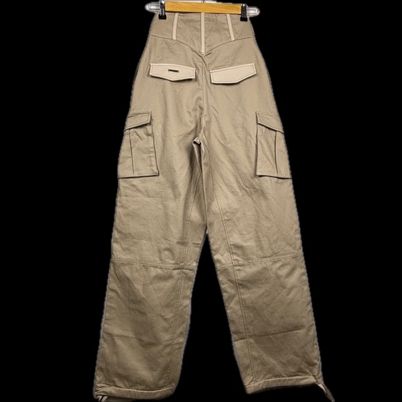 Marniere de Voir Women Wide Leg Cargo Pants Sz 0 Corset Drawstring Hem Grunge - Picture 3 of 15